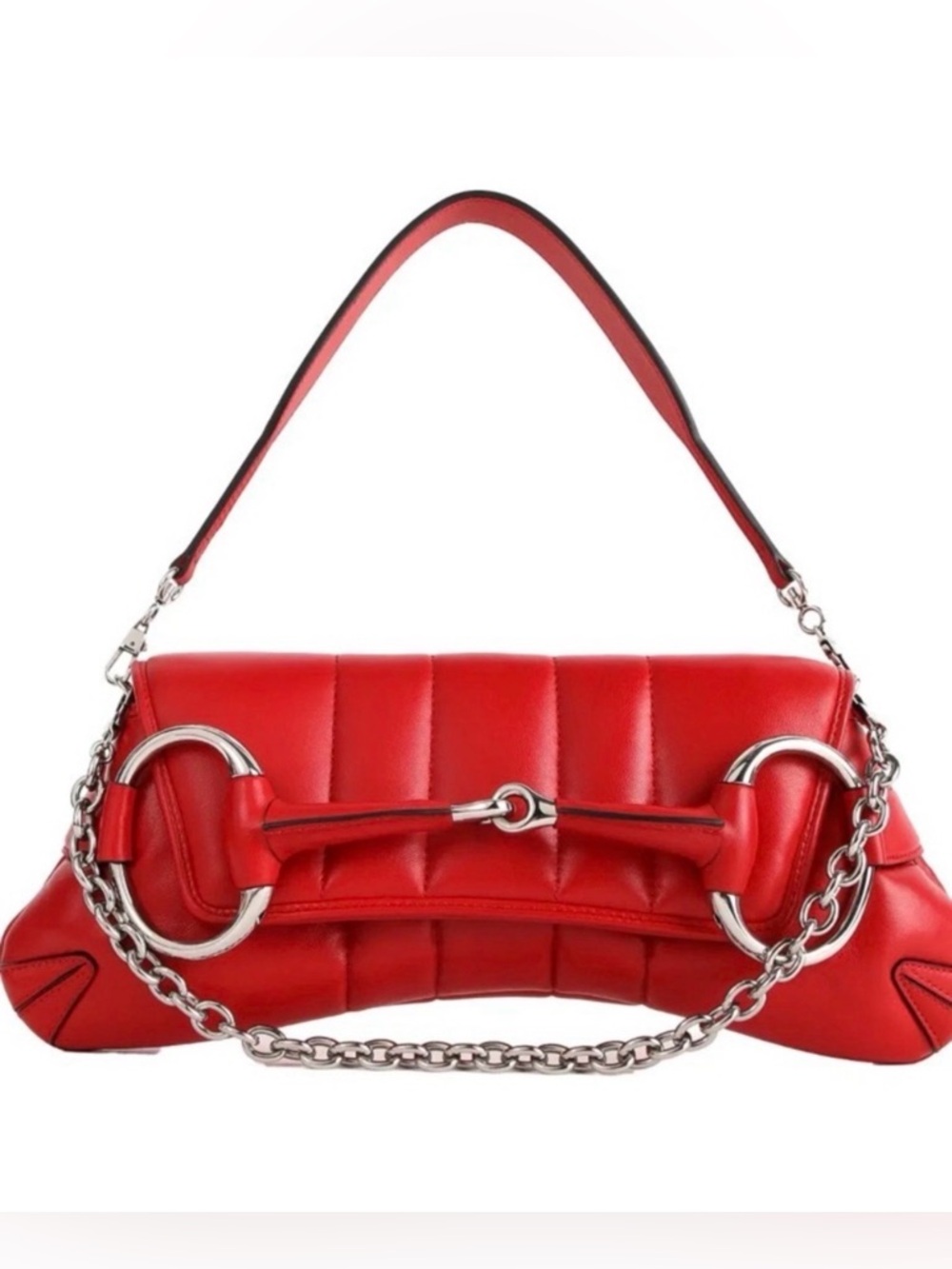 Gucci Horsebit Chain Red Leather Handbag